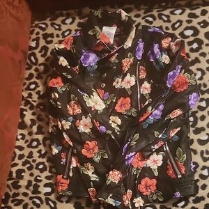 Floral Girl's Leather Jacket
